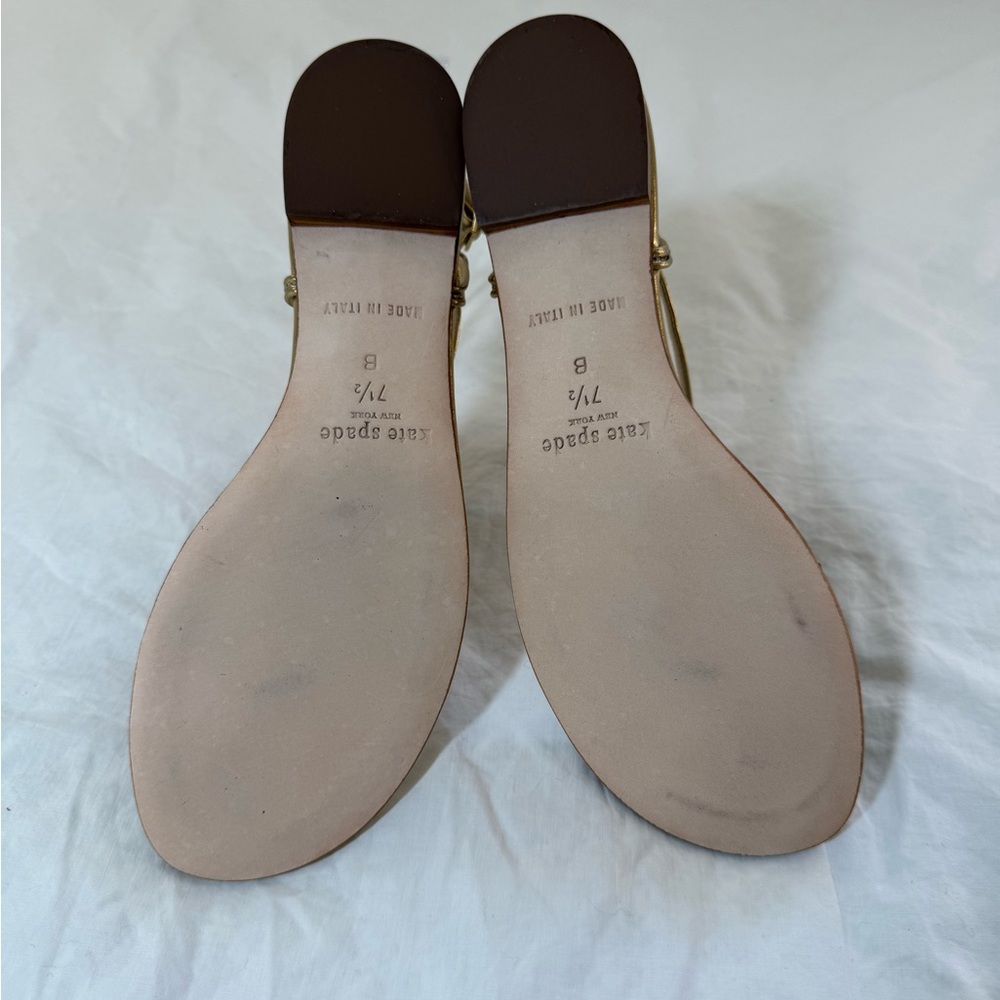 Kate Spade Faith Gold Sandals with Multicolor Gem Accents - Picture 7 of 7